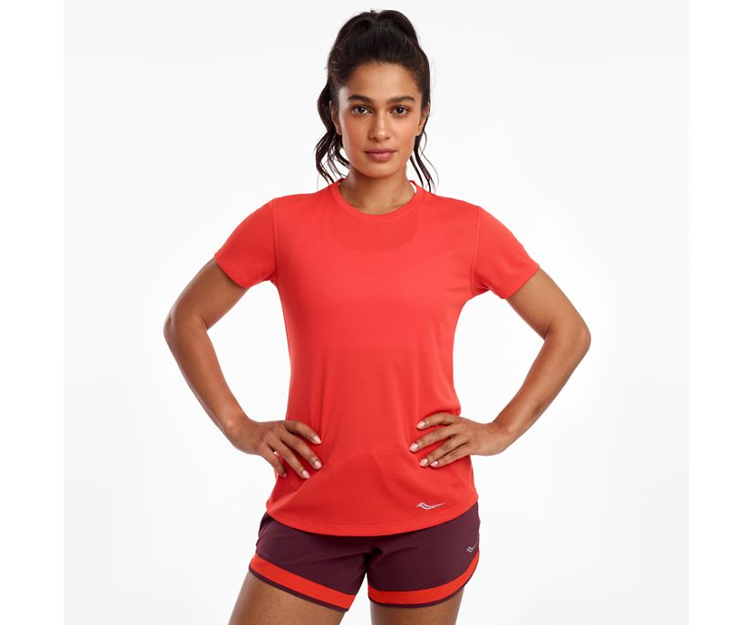 Saucony Stopwatch Short Sleeve Women\'s Shirts Red | AU 301GSOL